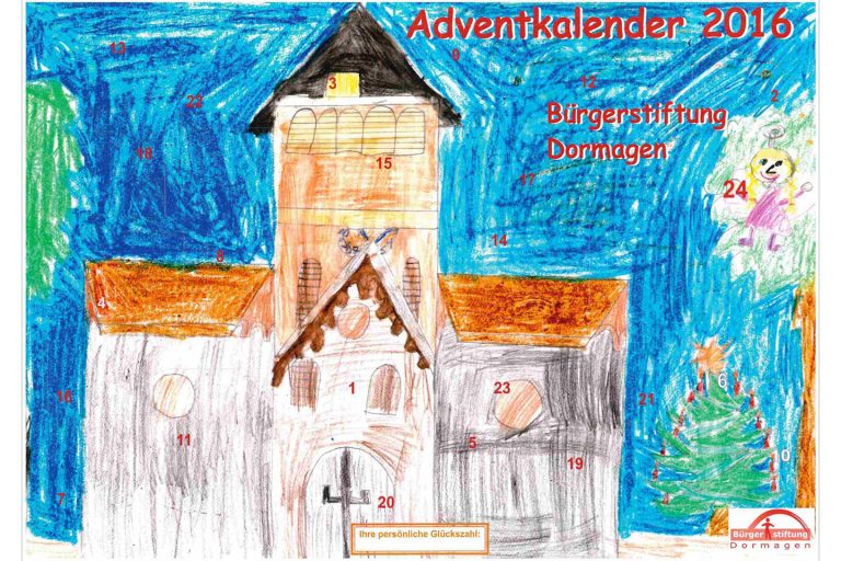 Adventskalender 2016 gemalt von Kindern der OGS Friedensschule Gohr